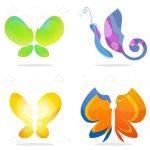 Colorful Abstract Butterflies Set